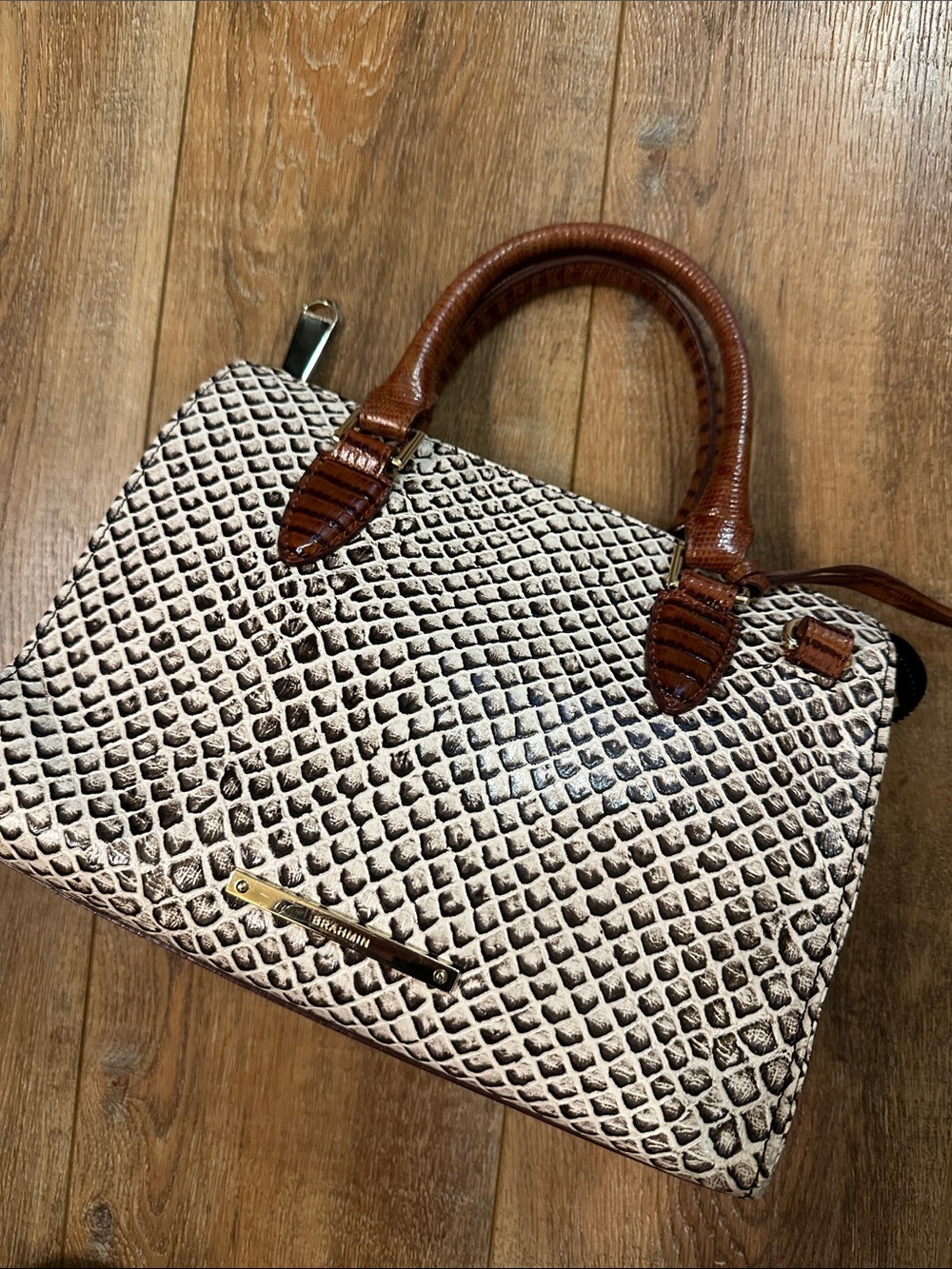 Brahmin croc embossed satchel purse